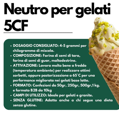 Neutro per gelato 5CF - Stabilizzante per Gelati MADE IN ITALY - Impiego a caldo e fredd - SaporePuro