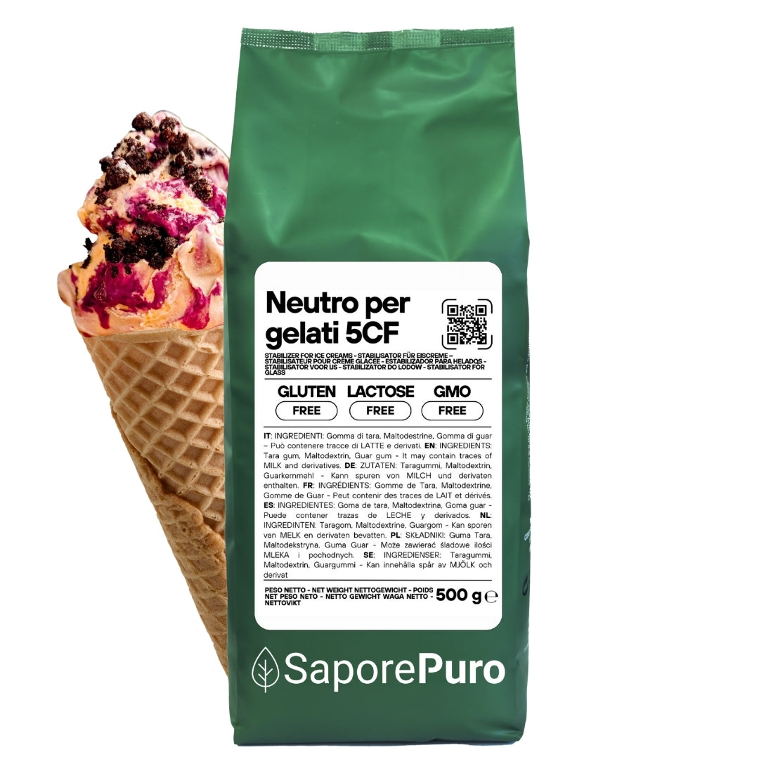 Neutro per gelato 5CF - Stabilizzante per Gelati MADE IN ITALY - Impiego a caldo e fredd - SaporePuro