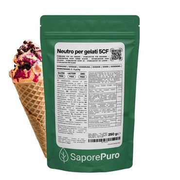 Neutro per gelato 5CF di SaporePuro, stabilizzante italiano per gelati, uso a caldo e freddo, ingrediente per cucinare e forno.