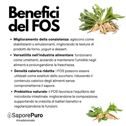 Oligofruttosio: il sostituto dello zucchero naturale al 100% - FOS - Frutto Oligo Saccaridi - 250gr - Origine Europa - SaporePuro