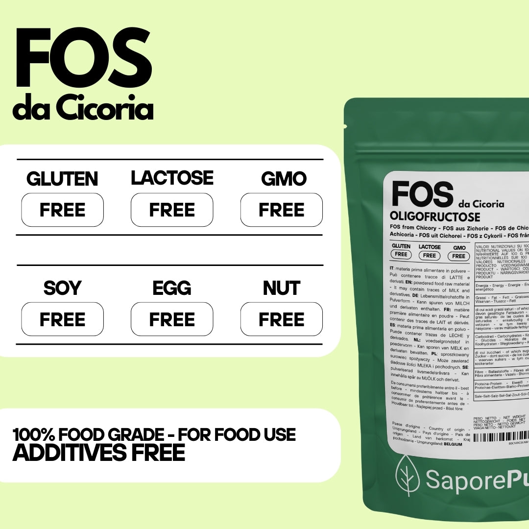 Oligofruttosio: il sostituto dello zucchero naturale al 100% - FOS - Frutto Oligo Saccaridi - 250gr - Origine Europa - SaporePuro