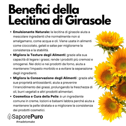Lecitina di Girasole E322 - De-Oleata - Alternativa alla Soia - SaporePuro