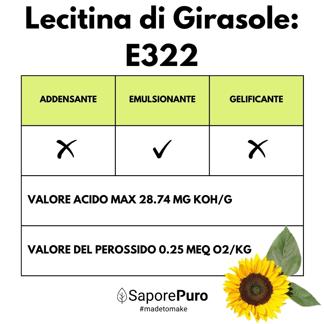Lecitina di Girasole E322 - De-Oleata - Alternativa alla Soia - SaporePuro