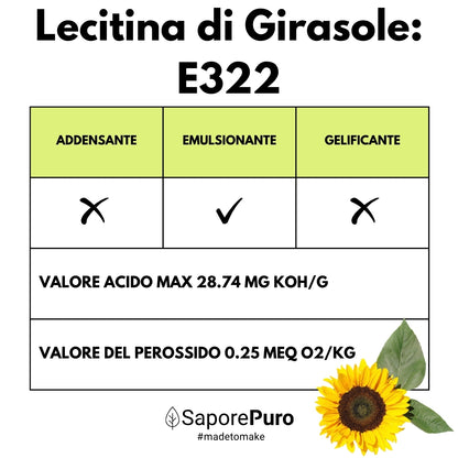 Lecitina di Girasole E322 - De-Oleata - Alternativa alla Soia - SaporePuro