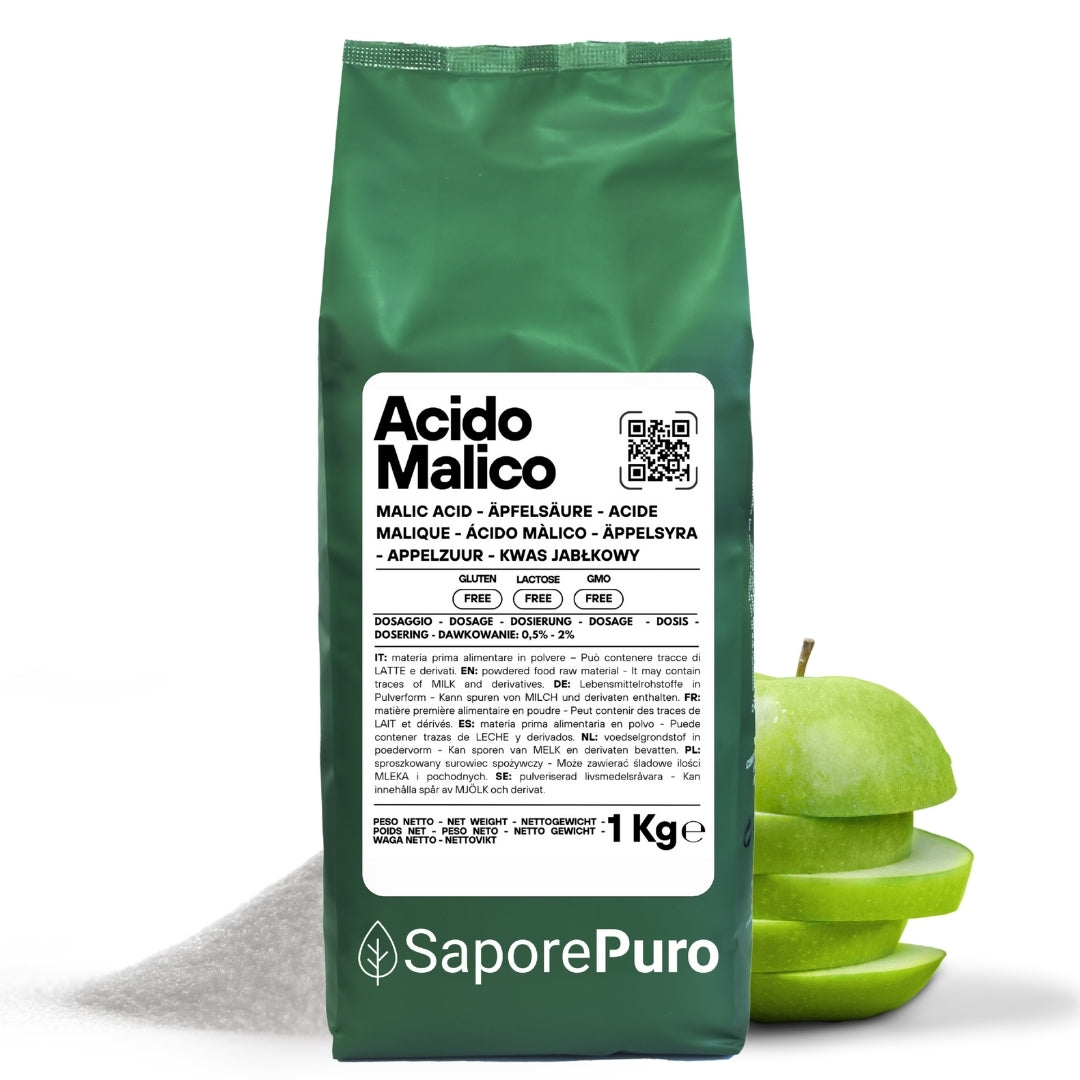 Acido Malico - 1kg - L'Ingrediente Segreto per i Tuoi Cocktail Perfetti - Alimenti - contro l'affaticamento - per vino - Enologia - SaporePuro