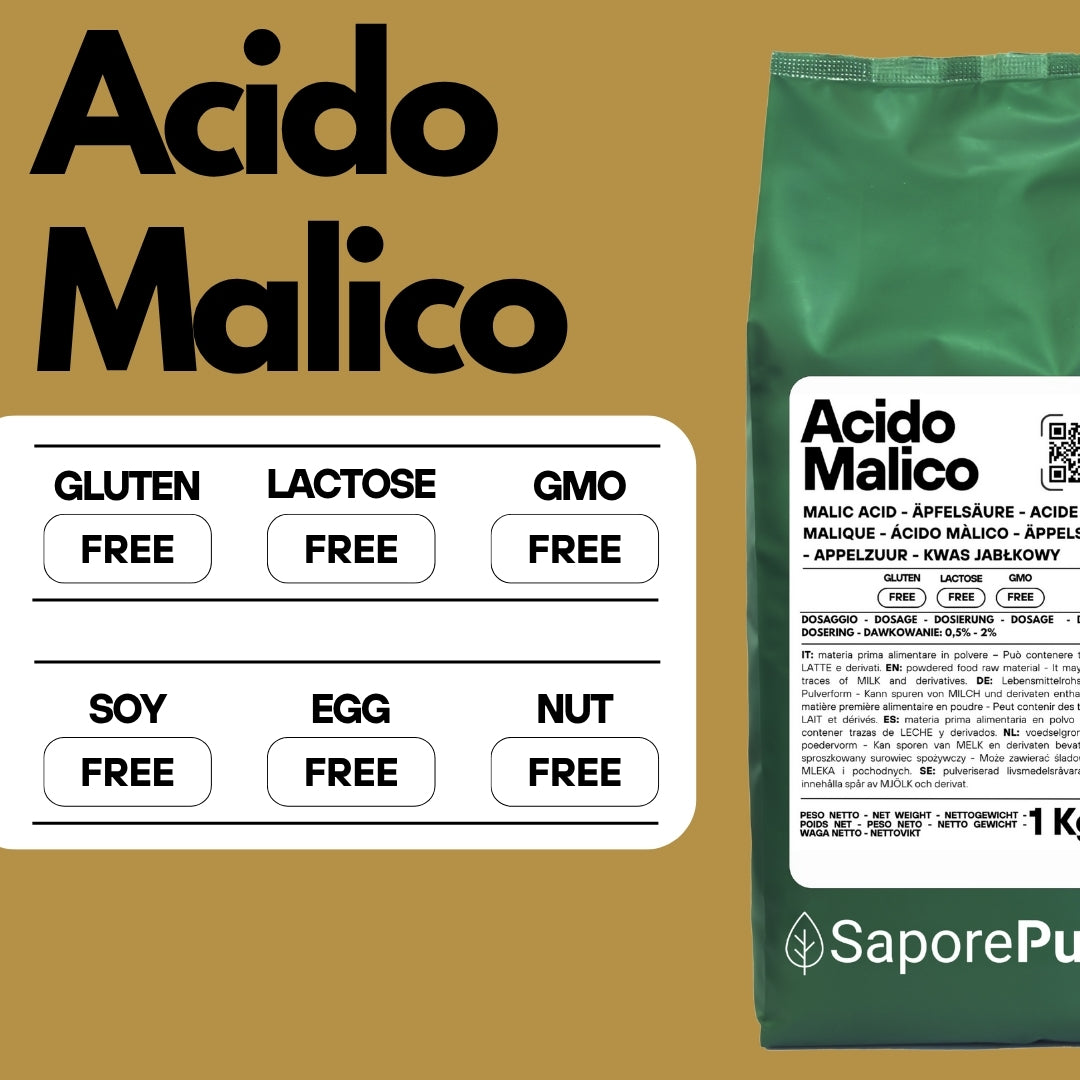 Acido Malico - 1kg - L'Ingrediente Segreto per i Tuoi Cocktail Perfetti - Alimenti - contro l'affaticamento - per vino - Enologia - SaporePuro