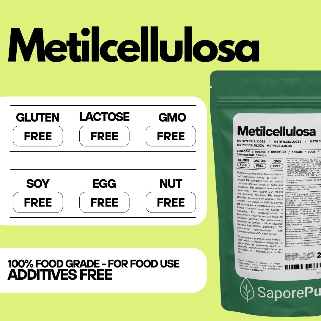 Metilcellulosa Alimentare SaporePuro - Addensante e Gelificante - SaporePuro