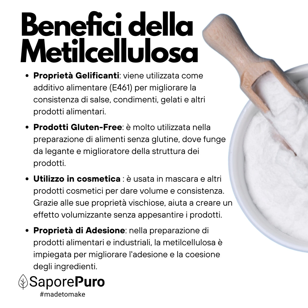 Metilcellulosa Alimentare SaporePuro - Addensante e Gelificante - SaporePuro