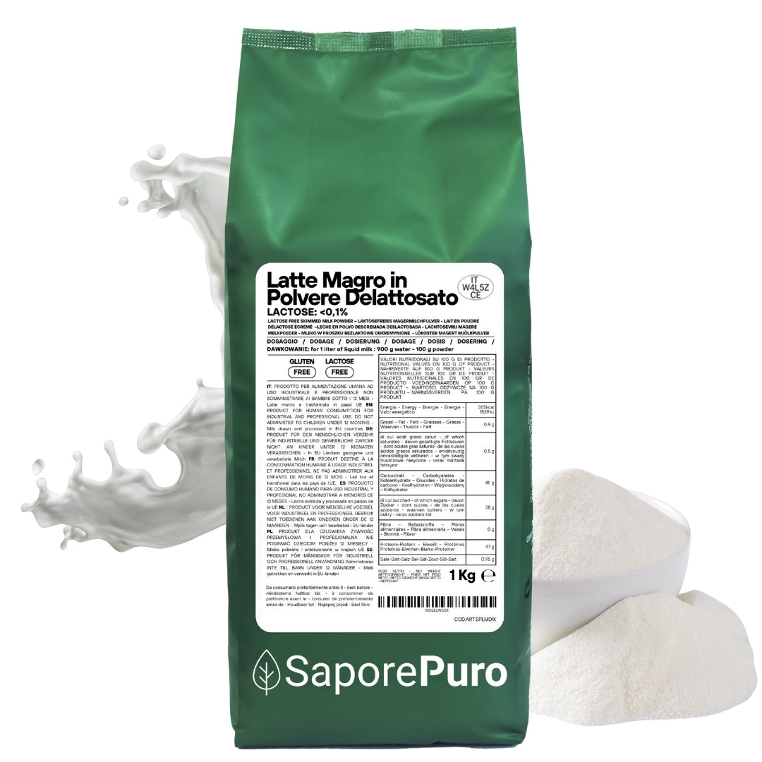 Latte Magro in Polvere DELATTOSATO -  Latte in Polvere senza lattosio per Gelati e cucina. - SaporePuro