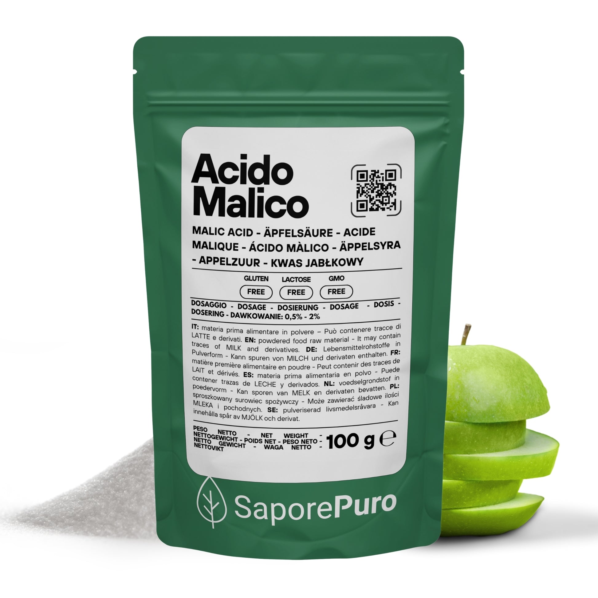 Acido Malico Premium - Made in Italy - Ingrediente Professionale per Mixology e Enologia - SaporePuro