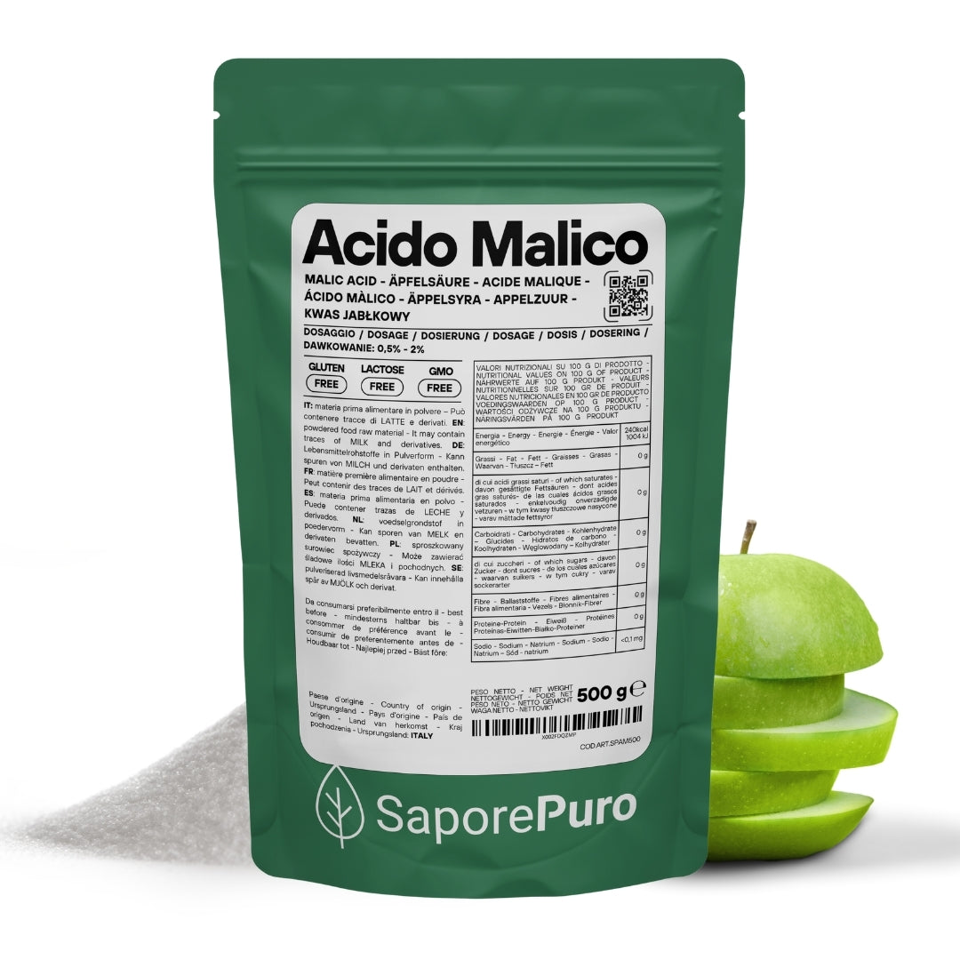 Acido Malico Premium - Made in Italy - Ingrediente Professionale per Mixology e Enologia - SaporePuro