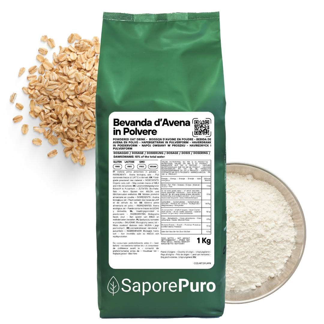 Bevanda di Avena in Polvere - 1kg - Gluten Free - Oat Drink - SaporePuro