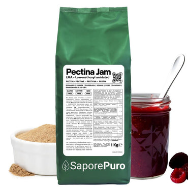 Gelatina Pectina Jam SaporePuro, amidata, per marmellate e gelatine fatte in casa, confezione da 1000 g, alta qualità.