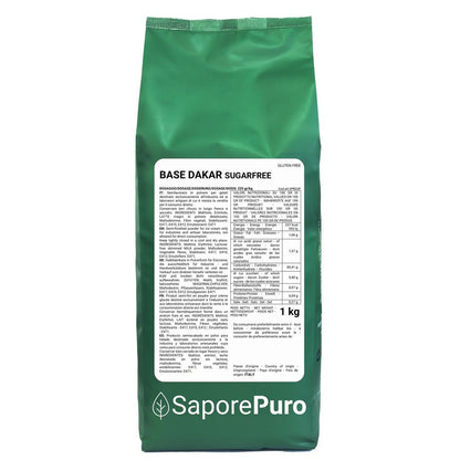 Base Dakar SaporePuro neutra per gelato senza zucchero, 1kg, a basso indice glicemico e senza saccarosio.