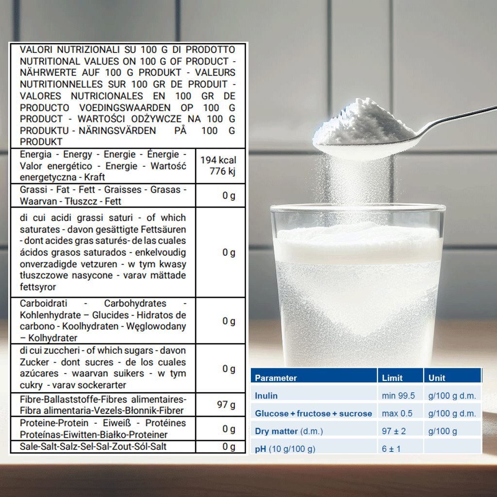 Inulina a catena lunga in polvere pura - 150gr - Origine Europa - SaporePuro