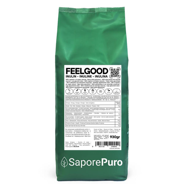 Inulina FeelGood BIG di SaporePuro, fibra solubile a basso indice glicemico, ideale per cucinare e preparazioni da forno.