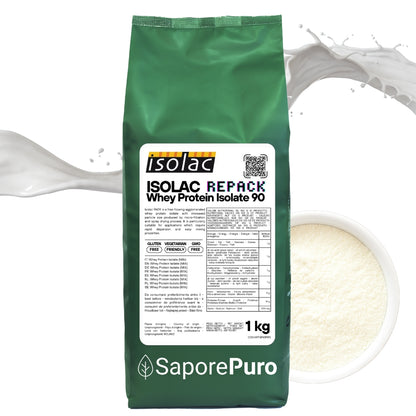 ISOLAC -  Proteine Isolate del Latte Performanti - Riconfezionate -  90% di parte proteica - 1kg - SaporePuro