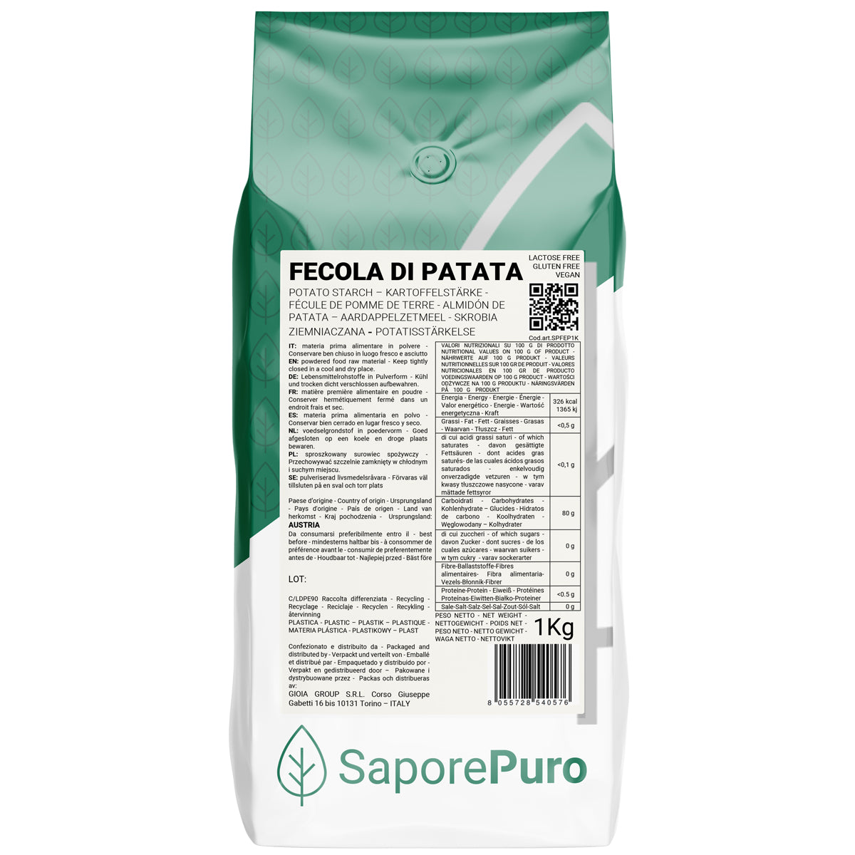 Fecola di Patate - 1kg - Origine Austria - Confezionato in Italia - SaporePuro
