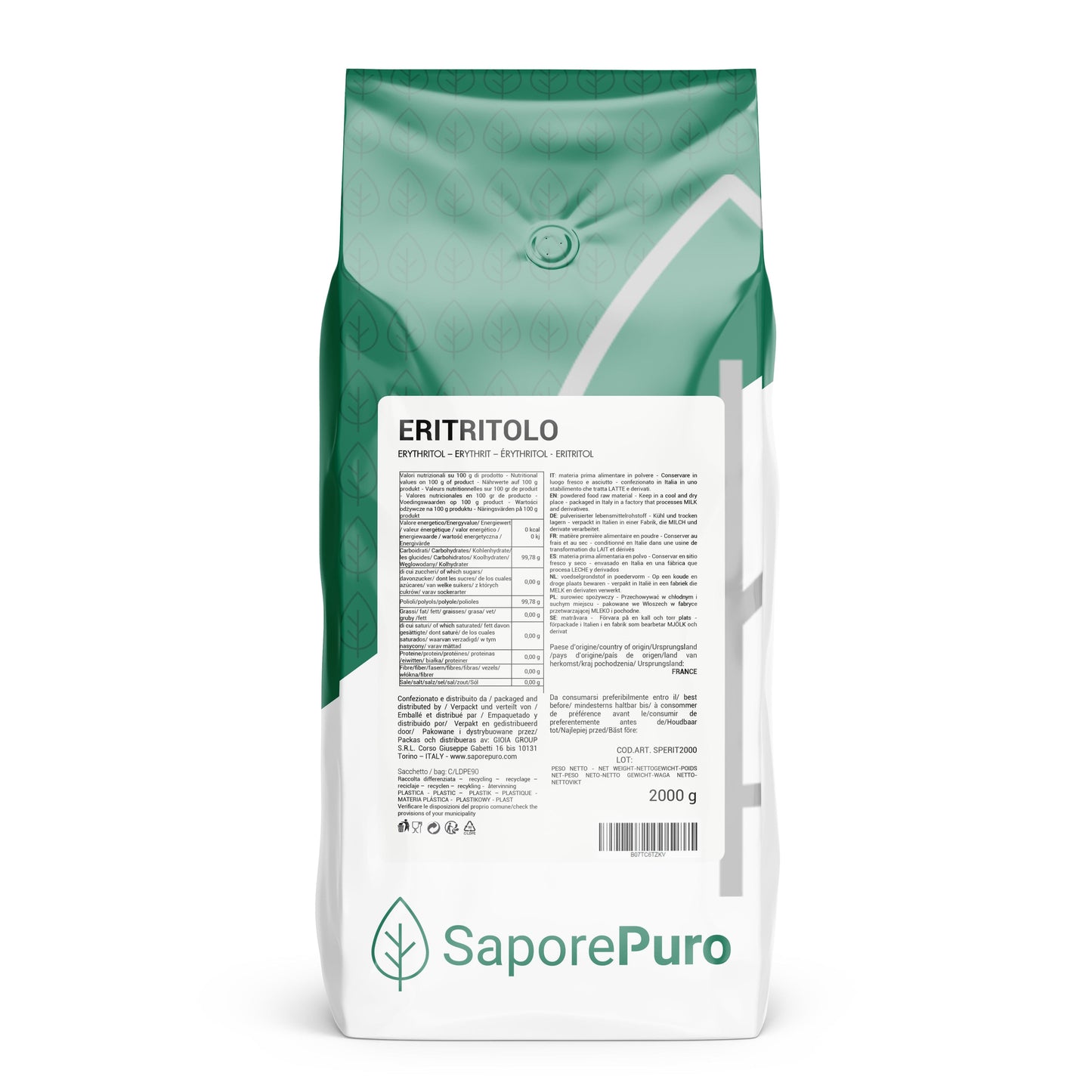 Eritritolo - 2kg - Origine Francia - Dolcificante alternativo - SaporePuro